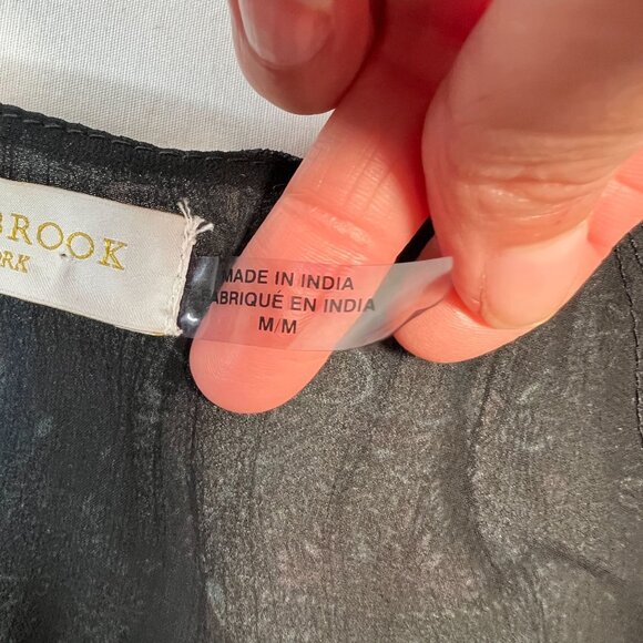 Ramy Brook Silk Ruffle Mini Dress Black Purple Paisley Floral Cocktail Boho Med - Picture 11 of 12